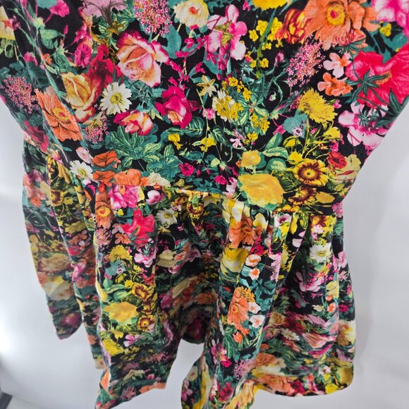 Zara Basic Black Floral Butterfly Fit and Flare Sleeveless Mini Dress Size Small - Picture 11 of 13